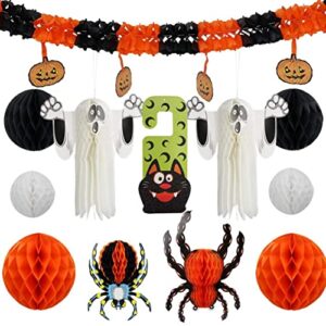 vieue halloween party decorations set including honeycomb 3d wall spider ghost and trick or treat door ornaments for halloween decor 12pcs
