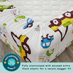 Brandream Baby Boy Fitted Crib Sheets Cars Vehicles Truck Toddler Sheets 100% Soft Cotton Standard Mattress Sheets Transport Theme