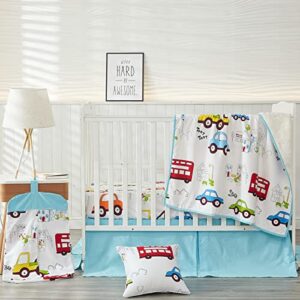 Brandream Baby Boy Fitted Crib Sheets Cars Vehicles Truck Toddler Sheets 100% Soft Cotton Standard Mattress Sheets Transport Theme