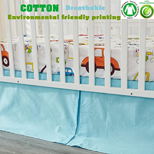 Brandream Baby Boy Fitted Crib Sheets Cars Vehicles Truck Toddler Sheets 100% Soft Cotton Standard Mattress Sheets Transport Theme