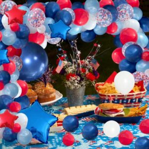 JULLIZ 142Pcs Red White and Blue Balloon Arch Garland Kit, Navy Blue for Blue Birthday Baseball Nautical Theme Party Flag Party Election Party July 4th Decorations