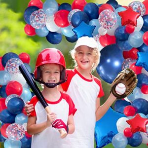 JULLIZ 142Pcs Red White and Blue Balloon Arch Garland Kit, Navy Blue for Blue Birthday Baseball Nautical Theme Party Flag Party Election Party July 4th Decorations