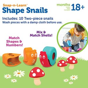 Learning Resources Snap-n-Learn Shape Snails - 20 Pieces, Age 18+ Months Toddler Learning Activities, Educational Toys, Set Color, Teaching Toys