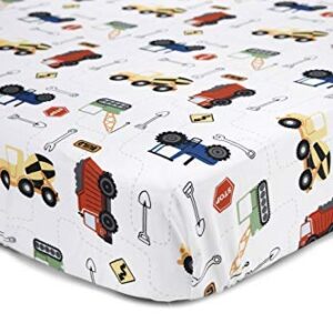 Funhouse 4 Piece Toddler Bedding Set - Includes Quilted Comforter, Fitted Sheet, Top Sheet, and Pillow Case - Construction Car and Truck Design for Boys Bed (Pack of 1)