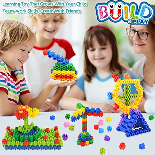 Kids Toys Interlocking Learning Set, STEM Construction Set - Ages 3+ STEM Toys 300 Pcs - 9 Colors