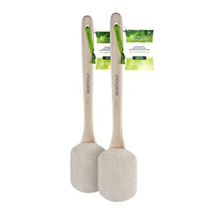 ecotools loofah bath brush, shower brush with ergonomic handle, cleans hard to reach areas, eco-friendly bath sponge, gentle cleansing & exfoliating, vegan & cruelty-free, 2 count