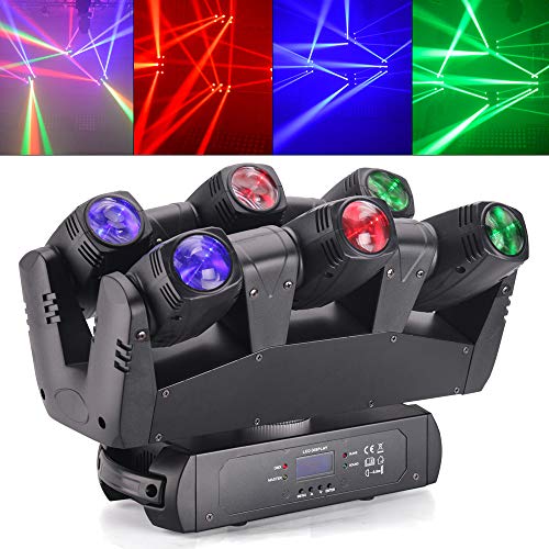 Moving Head Light, LED RGBW Portable Stage Light, Strobe Party Beam DJ Lighting, 6 LEDs Heads X 10W RGB Stage Lighs, DMX Control Effect Stage Lamp, for Wedding Disco Dj Party Light