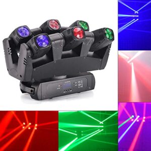 Moving Head Light, LED RGBW Portable Stage Light, Strobe Party Beam DJ Lighting, 6 LEDs Heads X 10W RGB Stage Lighs, DMX Control Effect Stage Lamp, for Wedding Disco Dj Party Light