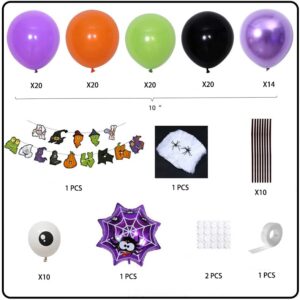 Halloween Party Balloons Decorations Purple Black Orange Green Balloons Halloween Spider Webs Halloween Party Banners