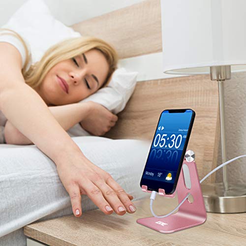 Adjustable Cell Phone Stand, LLSME Phone Holder, Cradle, Dock, Aluminum Desktop Stand Compatible with All Mobile Phone, iPhone, iPad Air/Mini - Rose Gold