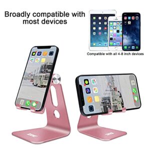 Adjustable Cell Phone Stand, LLSME Phone Holder, Cradle, Dock, Aluminum Desktop Stand Compatible with All Mobile Phone, iPhone, iPad Air/Mini - Rose Gold