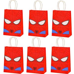 denggxz 12 pcs spider party favor bags with handles, spider cartoon gift candy bags for kids boys super hero themed birthday party supplies