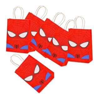 DENGGXZ 12 Pcs Spider Party Favor Bags with Handles, Spider Cartoon Gift Candy Bags for Kids Boys Super Hero Themed Birthday Party Supplies