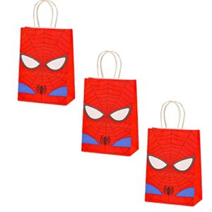 DENGGXZ 12 Pcs Spider Party Favor Bags with Handles, Spider Cartoon Gift Candy Bags for Kids Boys Super Hero Themed Birthday Party Supplies