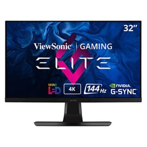 viewsonic elite xg321ug 32 inch 4k ips 144hz gaming monitor with g-sync, mini led, nvidia reflex, hdr1400, advanced ergonomics, hdmi and dp for esports