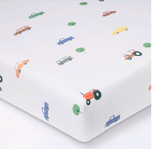 Cloud Island Fitted Crib Sheet- Transportation | Baby Boy Crib Sheet | Fitted Crib Sheet Cars, Tractors