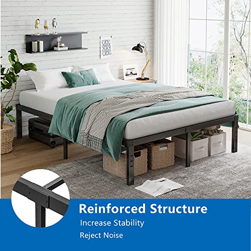 Artimorany Full Size Bed Frame, 14 Inch Mattress Foundation, Heavy Duty Steel Slats Support Platform with Underbed Storage, Easy Assembly, Non Squeak, Black