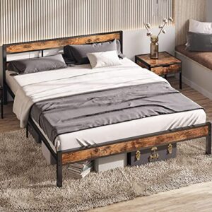 LIKIMIO Queen Bed Frame with Headboard, Platform Metal Bed Frame Queen with 14 Heavy Duty Steel Slats, More Sturdy, Noise-Free, No Box Spring Needed