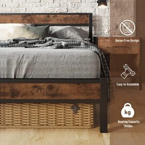 LIKIMIO Queen Bed Frame with Headboard, Platform Metal Bed Frame Queen with 14 Heavy Duty Steel Slats, More Sturdy, Noise-Free, No Box Spring Needed