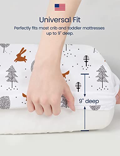 TotAha Premium Stretchy Crib Sheets (2-Pack)-Hypoallergenic, Silky Comfort, Buttery Soft, Calming Effect, All-Season Jersey-Knit Sheets, 28 X 52 X 9'' Extra Deep Pocket Police Car & Sloth