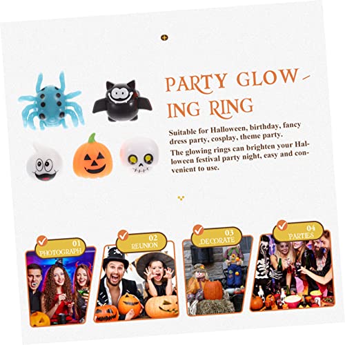 Hohopeti 50 pcs Light Kids Toy Fillers Party Flashing Goodies Treats Favors Pumpkin Dark LED Ghost Toys Goodie Glowing for in Random Halloween and Rings Supplies The Glow Spider Prizes