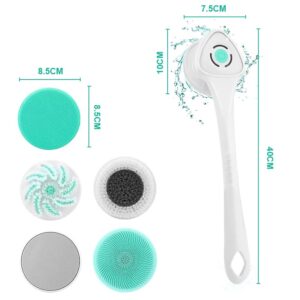 JTSea Electric Body Brush Facial Cleansing Brush Rechargeable Back Washer for Shower Long Handle Exfoliating Rotating Scrubber for Shower Bathing Cleaner Wash Deep Cleaning, Perfect for Women & Men