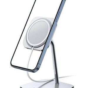 Lamicall Phone Stand for MagSafe Charger - Adjustable Aluminum Charging Holder Dock Cradle for Desk 360° Rotation, Compatible with Apple iPhone 14 Plus 13 12 Mini, Pro, Pro Max[MagSafe Not Included]
