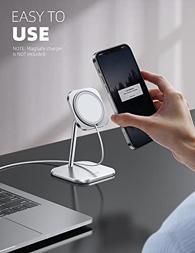 Lamicall Phone Stand for MagSafe Charger - Adjustable Aluminum Charging Holder Dock Cradle for Desk 360° Rotation, Compatible with Apple iPhone 14 Plus 13 12 Mini, Pro, Pro Max[MagSafe Not Included]