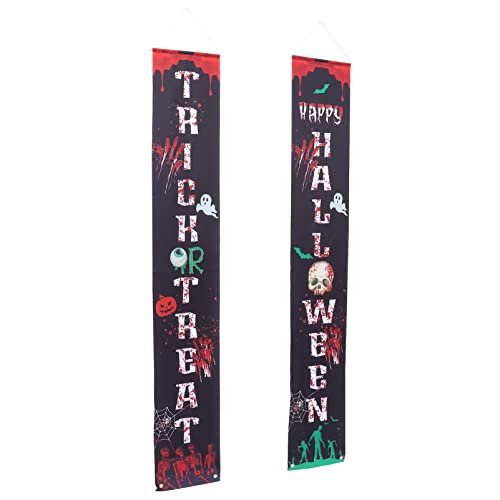 NOLITOY 7 Sets Sign Decor Home Banner Pendant Festival Haunted Couplet Decoration Treat Halloween Spider Party Web Indoor Trick Decorations Creative Delicate Hanging Outdoor Scene Front