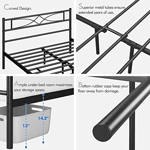 Yaheetech Metal Queen Size Bed Frame, Platform Bed Frame, Mattress Foundation with Curved Design Headboard & Footboard, NO Box Spring Needed, Heavy-Duty Support, Easy Assembly, Queen, Black