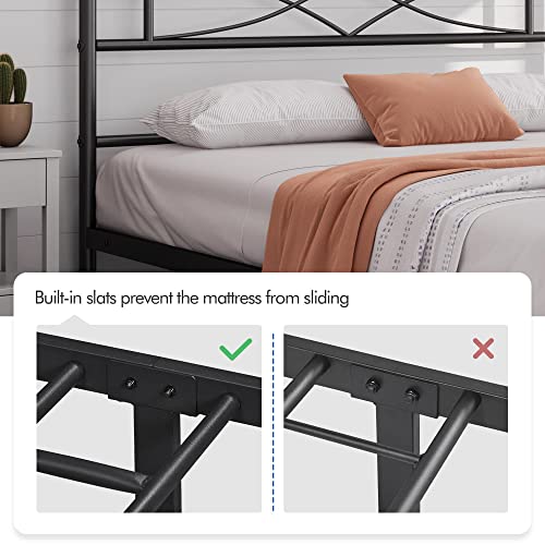 Yaheetech Metal Queen Size Bed Frame, Platform Bed Frame, Mattress Foundation with Curved Design Headboard & Footboard, NO Box Spring Needed, Heavy-Duty Support, Easy Assembly, Queen, Black