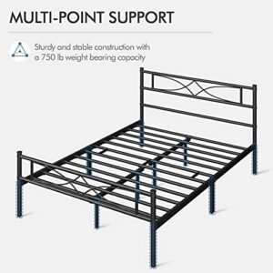 Yaheetech Metal Queen Size Bed Frame, Platform Bed Frame, Mattress Foundation with Curved Design Headboard & Footboard, NO Box Spring Needed, Heavy-Duty Support, Easy Assembly, Queen, Black