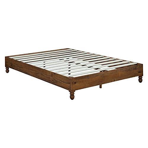 MUSEHOMEINC 12 Inch Solid Wood Bed Frame Rustic Style Eliminates The Need for a Boxspring, Natural Finish, King