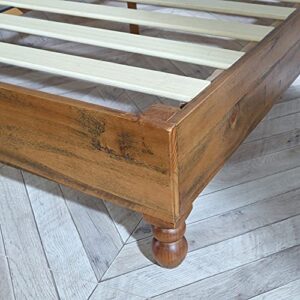 MUSEHOMEINC 12 Inch Solid Wood Bed Frame Rustic Style Eliminates The Need for a Boxspring, Natural Finish, King