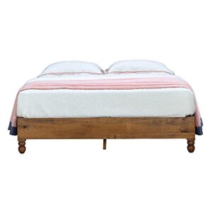 MUSEHOMEINC 12 Inch Solid Wood Bed Frame Rustic Style Eliminates The Need for a Boxspring, Natural Finish, King