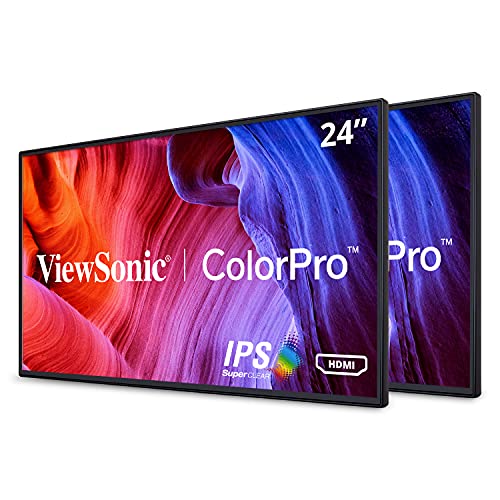 ViewSonic VP2468_H2 24-Inch Premium Dual Pack Head-Only IPS 1080p Monitors with ColorPro 100% sRGB Rec 709, 14-bit 3D LUT, Eye Care, HDMI, USB, DP Daisy Chain, VESA