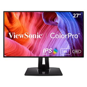 viewsonic vp2768-4k 27-inch premium ips 4k monitor with advanced ergonomics, colorpro 100% srgb rec 709, 14-bit 3d lut, eye care, hdmi, usb, displayport for home and office