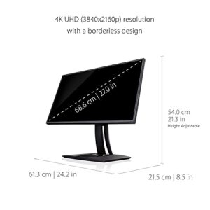 ViewSonic VP2768-4K 27-Inch Premium IPS 4K Monitor with Advanced Ergonomics, ColorPro 100% sRGB Rec 709, 14-bit 3D LUT, Eye Care, HDMI, USB, DisplayPort for Home and Office