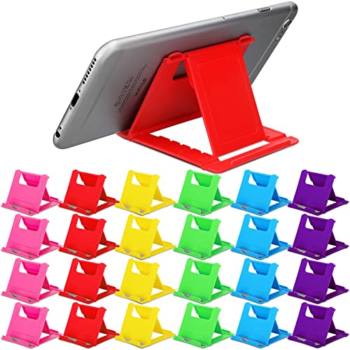 24 Pcs Cell Phone Stand, Tablet Stand Adjustable, Universal Foldable Multi Angle Pocket Phone Stand for Desk, Compatible with Phone 13 12 11 Pro XS Max X 8 6S Plus All Android Smartphones (Multicolor)