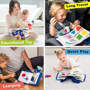 Jollybaby My First Busy Book Soft Fabric Cloth Books for Toddlers 1 2 3 Years Old My Quiet Book Church/Travel Toy Activities Learning Educational Book with 10 Sensory Items for Boys & Girls