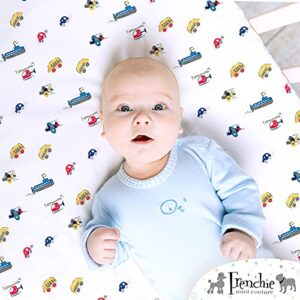 Frenchie Mini Couture, Cars, Boats, Planes Single Pack Fitted Crib Sheet – 100% Cotton, 28 x 52 x 8in