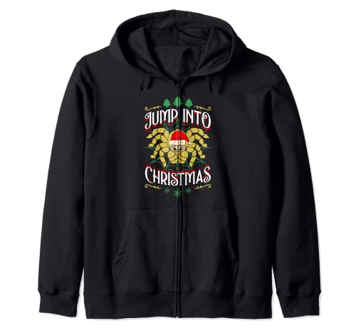 Jump Into Christmas Party Joke Pet Jumping Spider Love Zip Hoodie