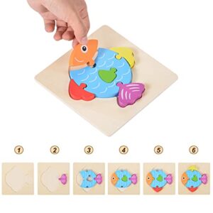 Pntpolk Toddler Puzzles for 1 2 3 Years Old Wooden Toddler Jigsaw Animal 2 Pack for Boys Girls Montessori Educational Gift Toy Colors & Shapes Cognition Skill Learning Puzzles Gift