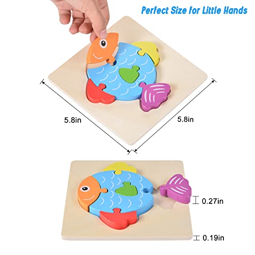 Pntpolk Toddler Puzzles for 1 2 3 Years Old Wooden Toddler Jigsaw Animal 2 Pack for Boys Girls Montessori Educational Gift Toy Colors & Shapes Cognition Skill Learning Puzzles Gift