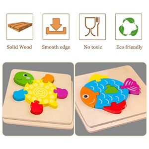 Pntpolk Toddler Puzzles for 1 2 3 Years Old Wooden Toddler Jigsaw Animal 2 Pack for Boys Girls Montessori Educational Gift Toy Colors & Shapes Cognition Skill Learning Puzzles Gift