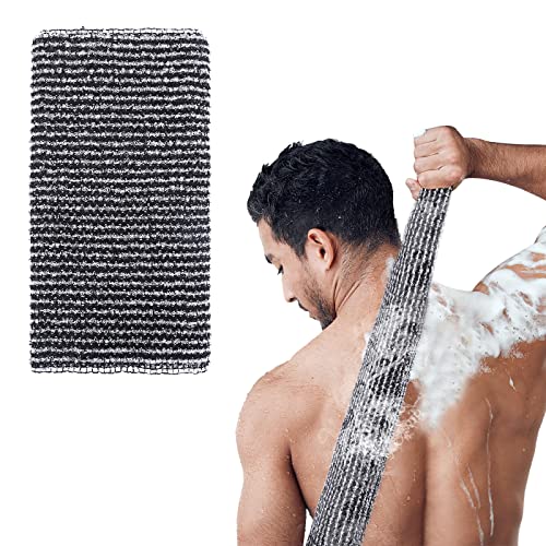 Sibba 1 Piece Exfoliating Body Scrubber Shower Wash Black Cloths Loofah Net Back Bath Exfoliator Washer Towel Skin Care Tool Scrub Face Washcloths Men Women