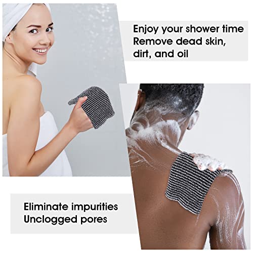 Sibba 1 Piece Exfoliating Body Scrubber Shower Wash Black Cloths Loofah Net Back Bath Exfoliator Washer Towel Skin Care Tool Scrub Face Washcloths Men Women