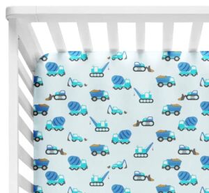 posh peanut fitted crib sheet, soft viscose from bamboo fabric, standard crib and toddler mattresses 52" by 28" (construction cars)