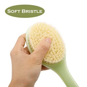 Soft Bath Brush for Back with Long Handle Body Shower Brush Exfoliating Back Scrubber for Men and Women (Green)