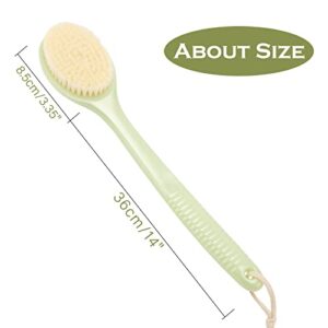 Soft Bath Brush for Back with Long Handle Body Shower Brush Exfoliating Back Scrubber for Men and Women (Green)